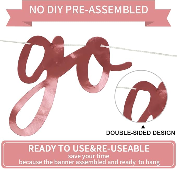 BEISHIDA Go Shawty It's Your Birthday Banner NO DIY Hip Hop Theme Happy Birthday Banner Pre-Strung Rap Theme Happy Birthday Sign for Man Women birthday Party Supply Double-Sided Bright Rose Gold