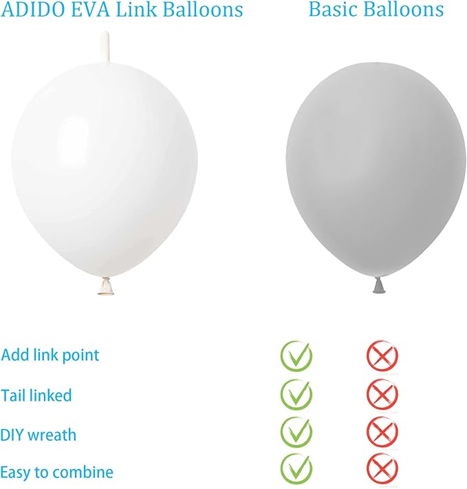 Link Balloons White 12 Inch Latex Quick Linkale Balloon 160 Pcs for Birthday, Halloween, Christmas, Party Festival Decorations