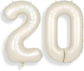 SUWEN 40 Inch Cream White Large 20 Number Balloons Big Foil Helium Number Balloons 0-9 Jumbo Happy 20th Mylar Birthday Party Decorations for Women or Men Anniversary Party Supplies