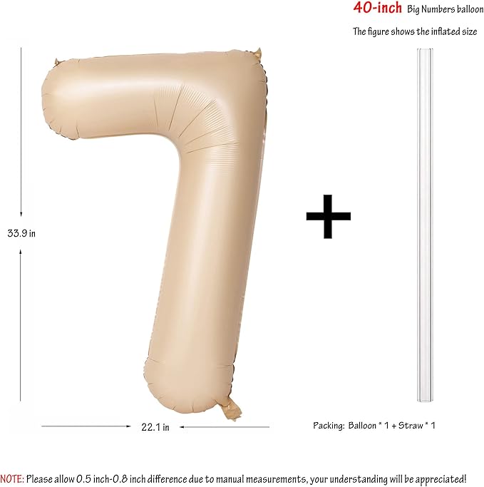 40 In Caramel Number Balloons Helium Foil Mylar latex Balloon Birthday Party banquet Decoration Digital 7