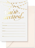 S&O Party Invitations! 25 Gold Foil Traditional Invitations with Envelopes, Wedding, Baby, & Bridal Shower Invite, Housewarming Birthday, and Girls Quinceanera Invite Cards for Every Celebration - 4x6