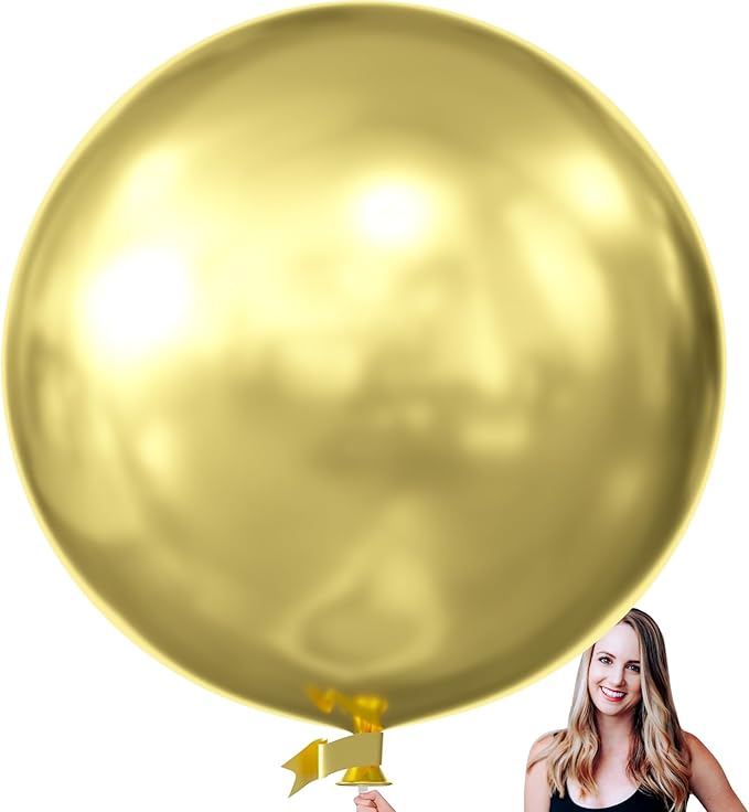 KALOR 36 Inch Giant Metallic Gold Balloons, 6 Pack Large Round Gold Latex Balloons for Anniversary, Birthday, Christmas, Wedding, Baby Shower Party Decorations