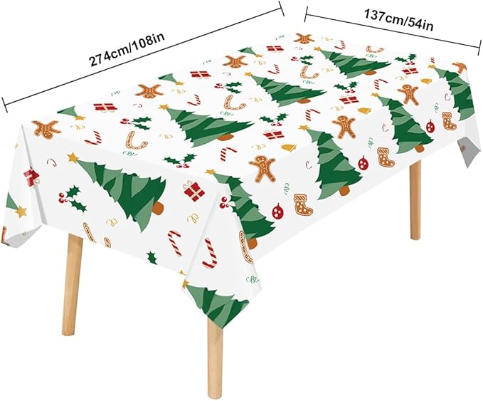 2 Pack Christmas Tree Plastic Tablecloths Disposable Xmax Table Covers Table Cloths for BBQ Picnic Birthday Christmas Parties Covers Waterproof Oil-proof Table Cloth Thin Table Cloths 54 x 108 In
