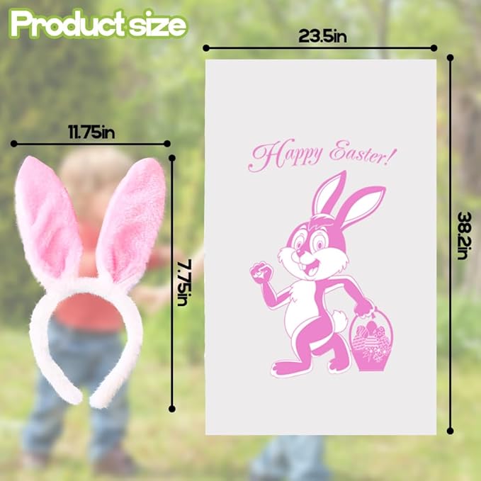 6 Potato Sack Race Jumping Bags with Bunny Ears Headbands，Easter Sack Race for Adults Easter Eggs Hunt Party Supplies Outdoor Family Games