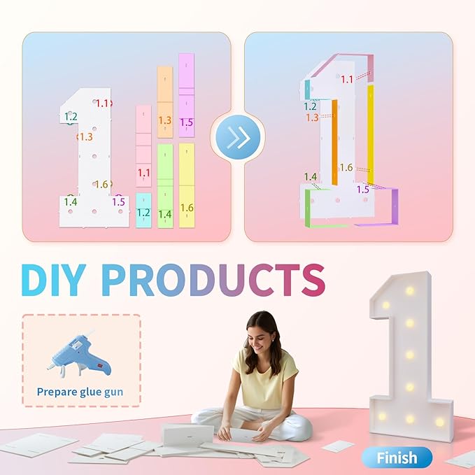 imprsv 3FT Marquee Numbers 26, Light Up Numbers for 26th Birthday Decorations Anniversary Party Decor, Number 26 Light Up Number, Pre-Cut Foam Board Kit