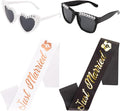 Just Married Bride and Groom Sunglasses and Sash for Just Married Wedding Party Decorations