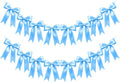 2 Strings of 16PCS Blue Bow Garlands Banner Decoration,Pre-Strung Satin Ribbon Ornaments for Birthday,Bachelorette Party,Bridal Shower,Wedding,Engagement,Baby Shower,Graduation Decor,Anniversary