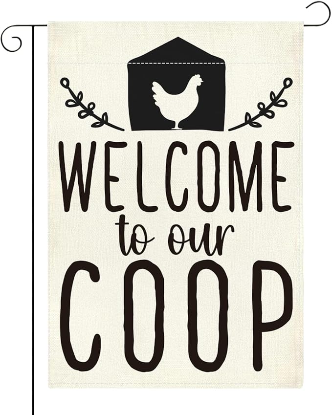 Funny Garden Flag Welcome to Our Coop Flag for Yard Outdoor Patio Best Farmhouse Chicken Coop Decor Double Sided Garden Flags 12 x18 inches