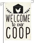Funny Garden Flag Welcome to Our Coop Flag for Yard Outdoor Patio Best Farmhouse Chicken Coop Decor Double Sided Garden Flags 12 x18 inches
