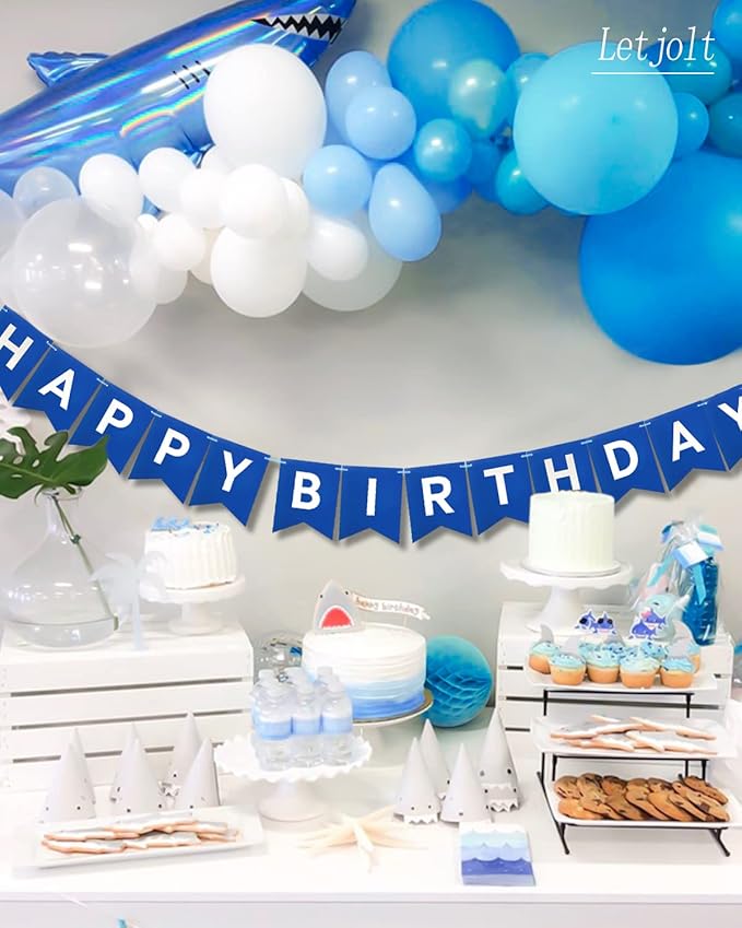 Navy Blue Happy Birthday Banner Nautical Theme Boys Birthday Party Supplies Garland Decorations Birthday Signs Nursery Hanging Decor 13pcs