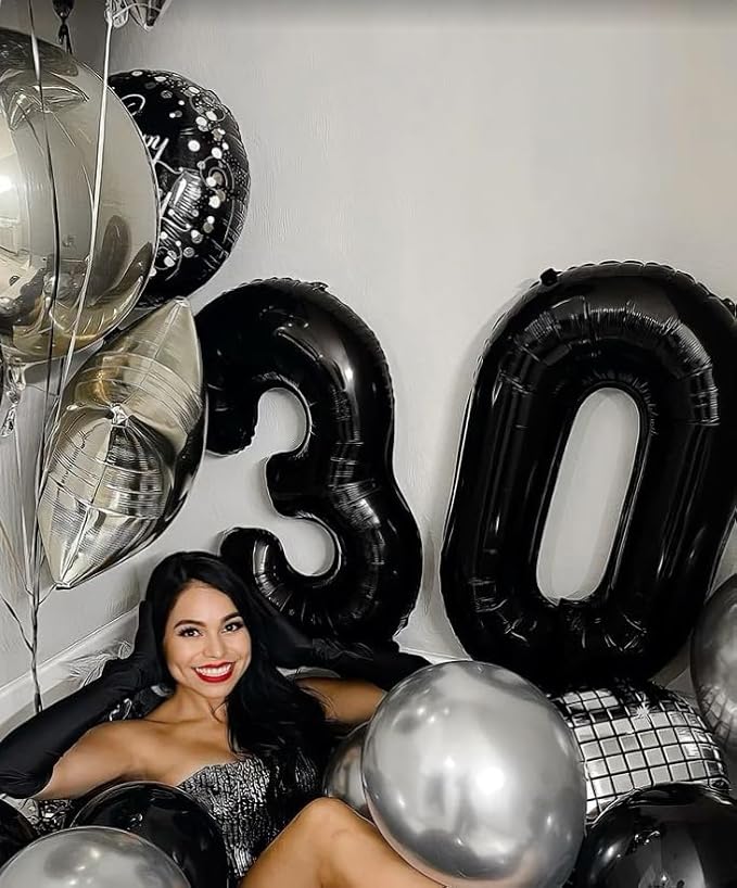 40 Inch Black 23 Large Number Balloon, 23 32 Black Birthday Party Decorations, Numbers 23 32 Foil Balloons for Anniversary Graduations Celebration Supplies