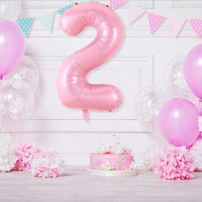Number 2 Balloon 40 Inch Pink Number Balloon Foil Mylar Alphabet Balloon for Birthday Wedding Baby Shower Party Large Number Balloon