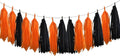 20Pcs Black and Orange Paper Tassel Garland,Tissue Tassel Banner for Halloween Party Decorations