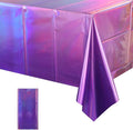 1 Pack Ombre Iridescent Pink and Purple Plastic Tablecloths, Shiny Disposable Laser Rectangle Table Covers Holographic Foil Tablecloth Iridescent Kpop Birthday Bridal Party Decoration, 54x108 Inch