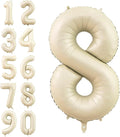 Number 8 Balloon Beige,40 Inch Large Cream Foil 8 Helium Balloons for Boys Girls Birthday Anniversary Decorations