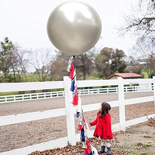 36 Inch Giant Latex Balloons, Pearl Silver Round Balloons for Birthdays Weddings Receptions Festival Party Decoration, Pack of 10 Pcs