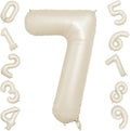 40 Inch Cream Number 7 Balloon, Beige Large 7th Birthday Balloons, Digital 7 Cream White Giant 7 Foil Balloon Helium for Boys Girls 7th Birthday Decorations Anniversary Baby Shower Party Supplies