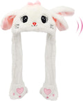 Animal Hat with Ears Moving Jumping Pop Up Beating Hat Plush Holiday Cosplay Dress Up Funny Gift for Kids