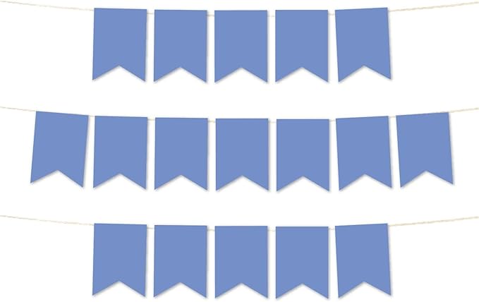 Andaz Press Hanging Pennant Banner with String, Cornflower Blue, 1-Set, 24 Pennants, Approx. 12-Feet Long