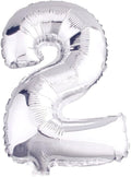 Glanzzeit 16 Inch Silver Foil Balloons Letters A to Z Numbers 0 to 9 for Prom Wedding Birthday Party Decor (Number 2)