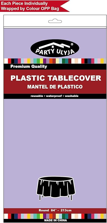 Lavender Plastic Tablecloths 2 Pack Lilac Disposable Table Covers 84 Inch Circle Bridal Shower Party Tablecovers PEVA Mauve Table Cloths for BBQ Picnic Birthday Wedding Parties 6 ft Round Table Use