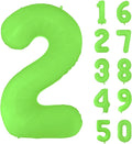 Fluorescent Green Number Balloon 40 inch Giant Foil Helium Balloons Green Number 2 Balloon for 2nd Birthday Party Decorations