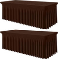 Smiry Spandex Tablecloth 2 Pack, Elastic Fitted Stretch Tablecloth for 6FT Rectangle Tables, Waterproof Washable Table Cover Skirt for Wedding, Banquet & Parties (Coffee, 72Lx30Wx30H Inch)