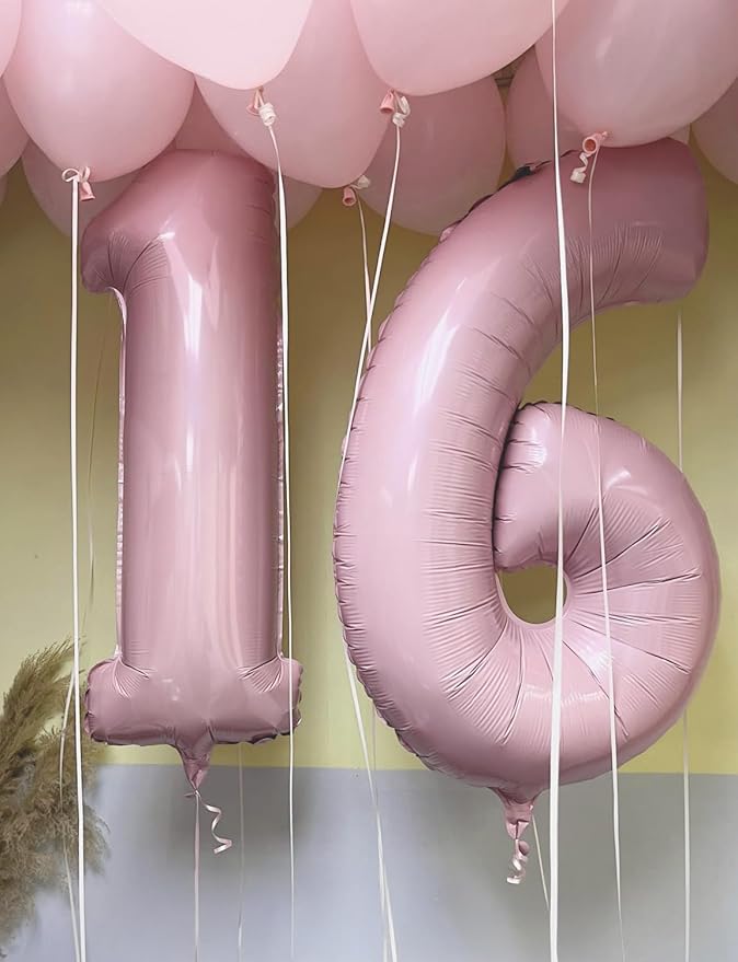 Pink Number 6 Balloons – 40 Inch Giant Foil Number Balloon, Light Pink Number Balloon for Girls Birthday, Baby Shower & Princess Theme Party Decorations