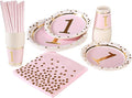MaitianGuyou 100 Pcs 1st Party Supplies Kit, Birthday Party Plates Set - 9 & 7 Inch Paper Plates & Cups Straws for Parties, Holiday, Christmas, Baby Shower Decorations