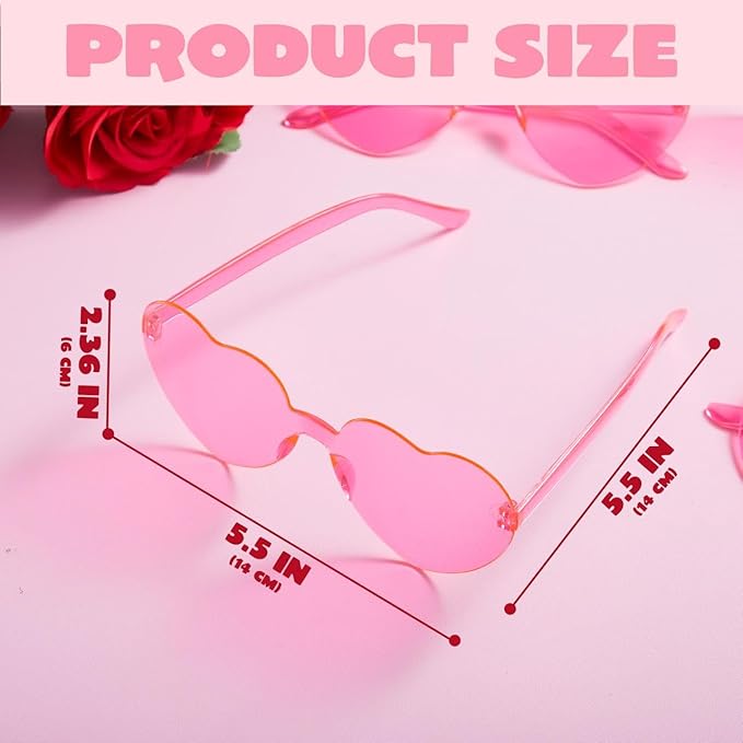 JOYIN 12 PCS Valentine's Day Pink Heart Shaped Sunglasses, Classroom Exchange Gift for Kids, Classroom Holiday Prizes, Sunglasses for Women and Girl
