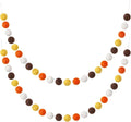 Boao 2 Pieces Wool Felt Ball Garland Colorful Pom Pom Garland Handmade 6.5 Feet Long 24 Balls Felt Banner for Wall Christmas Tree Decoration (Coffee,Ivory,Orange,Yellow)