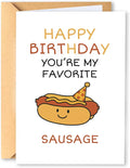 KINGNAME Funny Cute Birthday Card for Him, Hot Dog Pun Card, Favorite Sausage Cute Food Pun for Boyfriend Husband Partner