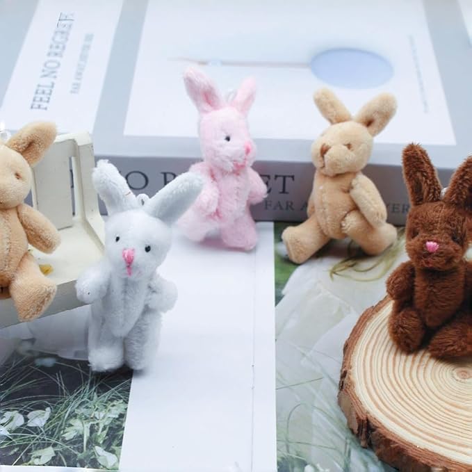 Mini Plush Bunny, 12 Pcs Tiny Stuffed Animals, 3.2 Inch Easter Bunny Doll, Soft Rabbit for Easter, Birthday, Wedding Decorations, Easter Basket Stuffers (3.2 Inch)