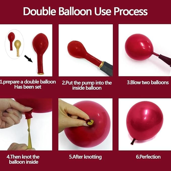 Burgundy Pink Balloon Arch Double Stuffed Maroon Gold Balloons Dark Red Pink Gold Balloon Garland Kit for Valentine Birthday Bridal Shower Wedding Party Decoration