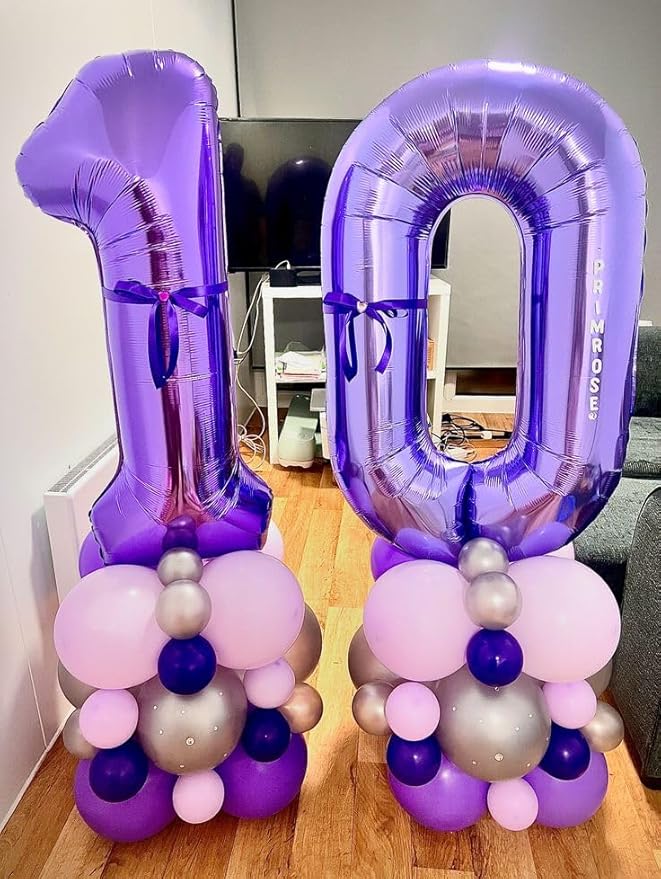 Purple 9 Birthday Balloon, Large 40 Inch Happy 9 19 29 90 Birthday for Men And Women, Foil Balloons Decoratins for Wedding Anniversary, Single, New Year, Halloween Party Syupplies