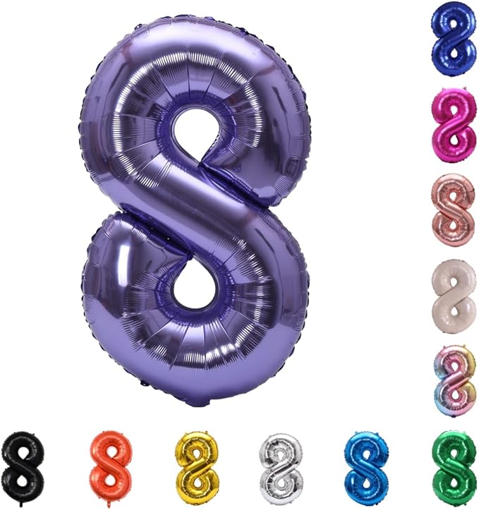 YPSelected 32 Inch Large Foil Helium Number Balloon Birthday Wedding Party 0-9 (Purple, 8)