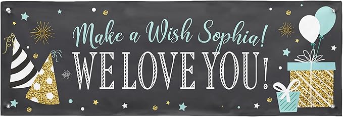 Let's Make Memories Personalized Happy Birthday Banner for Kids - Custom Birthday Party Decorations - Indoor/Outdoor Vinyl - Any Text - Chalkboard Celebration - 6ft
