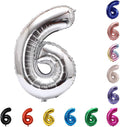 YPSelected 32 Inch Large Foil Helium Number Balloon Birthday Wedding Party 0-9 (Silver, 6)