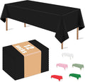 MRJ 12 Packs Black Plastic Tablecloths 54x108 Inch, Disposable Rectangle Table Cover for Parties Wedding Buffet & Camping
