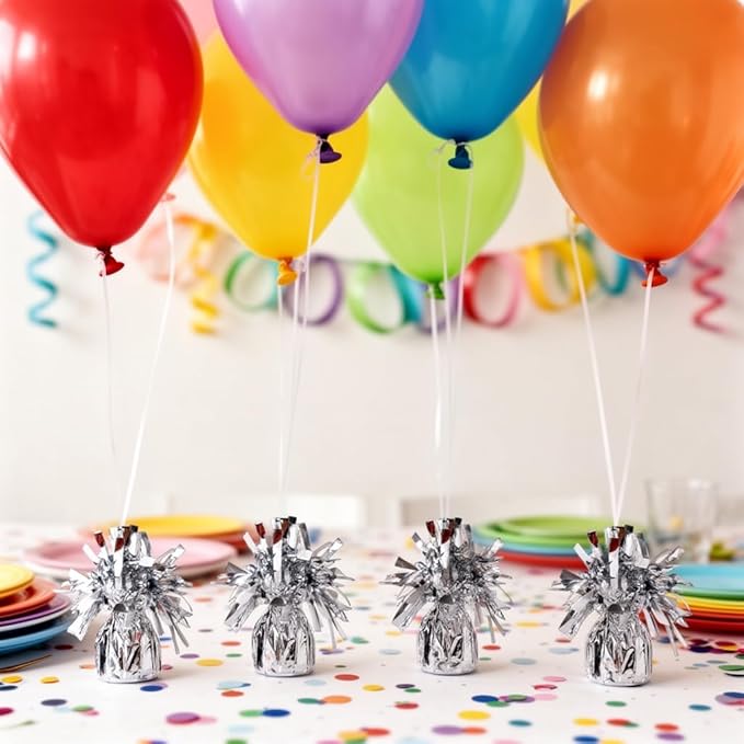 Aluminum Foil Balloon Weights for Parties (12 pcs) - 0.31lb (140g) Each - Premium Balloon Anchors for Birthday, Wedding, Dinner, Indoor & Outdoor Decorations(Silver 12pcs)