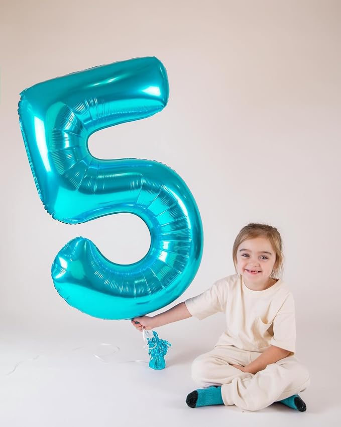 5 Balloon, Blue Number Balloons 40 Inch, 5th Birthday Balloon Decorations, Blue Party Supplies, 5 Number Balloons, Number 5 Balloon