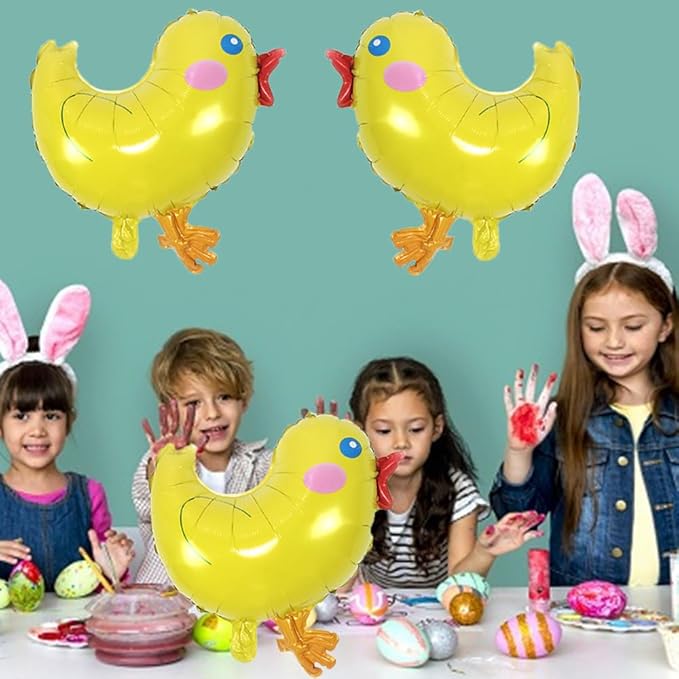Chicken Balloons Easter Balloons Yellow Chick Foil Balloon for Easter Party Decorations Themed Party Shower Chicken Birthday Party Decorations Decor Supplies Party Balloon Set 3pcs