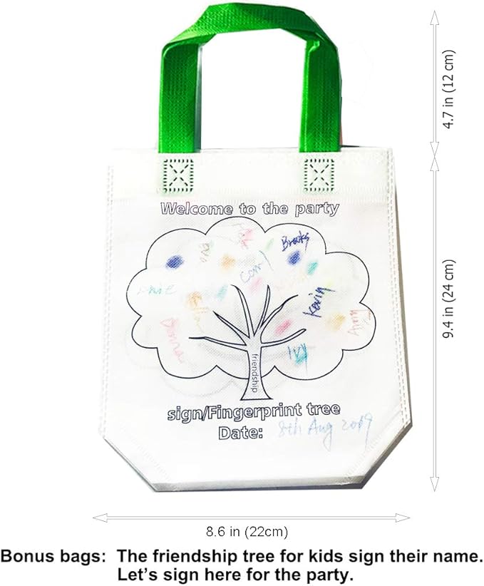 Sand Flower Eco Reusable Coloring Carnival Animal Art Party Goodie Bags with Guestbook Bags (12 PCS)