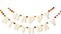 Boho Felt Happy Birthday Garland - Natural Handmade Wool Letters & Balls, Boho Birthday Decoration, Decorations for Children's Birthday Parties, Assembled Happy Birthday Banner