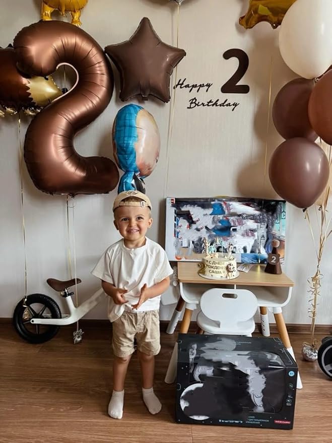 Coffee Brown 2 Balloon, 40 Inch Birthday Balloon for Birthday Party Decoration, Foil Number Ballon for 2, 12, 20, 22, 2026 Celebration, Graduation, Birthdays, Baby Shower, Anniversary Decor