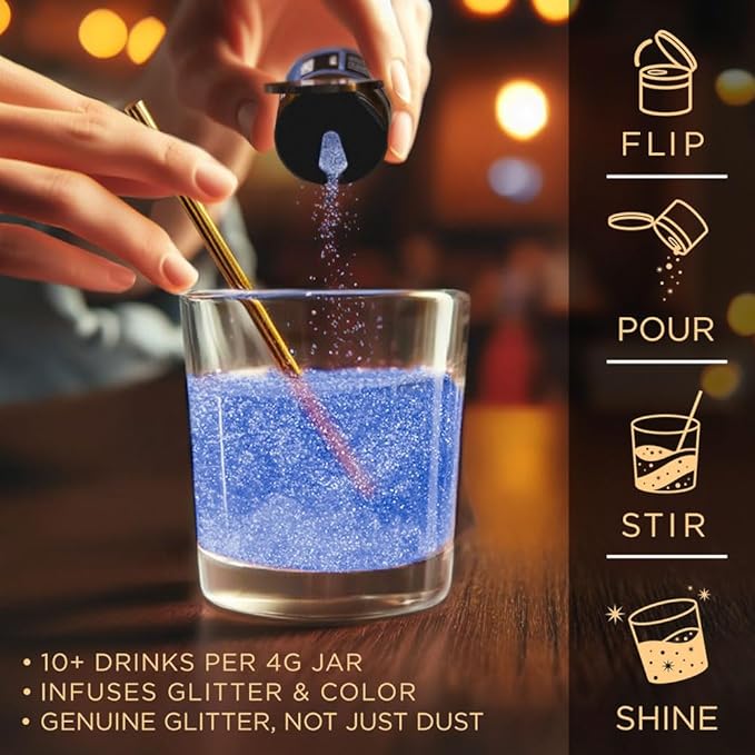 Brew Glitter Edible Glitter for Drinks, Cocktails, Beer, Garnish & Beverages (Sky Blue, 4 Grams)
