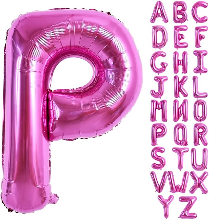 TONIFUL 40 Inch Large Rose Red Letter P Balloons Giant Hot Pink Alphabet Letter Balloons,Foil Mylar Big Balloons for Birthday Party Anniversary Supplies Decorations
