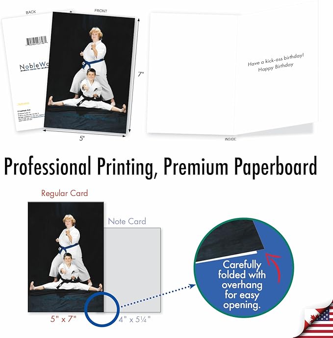 NobleWorks - 1 Happy Birthday Card with Envelope - Funny Photos, Birthday Humor Notecard - Karate Kid C7343BDG