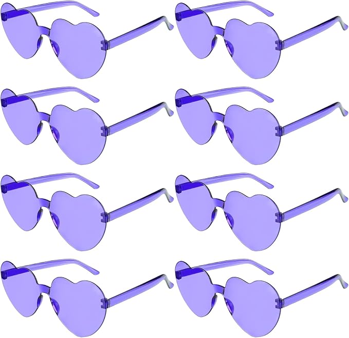 PLULON Heart Sunglasses for Women 5/12/25 Pcs, Heart Glasses Valentine Day Rimless Shaped Candy Color Fun Glasses Party Favor