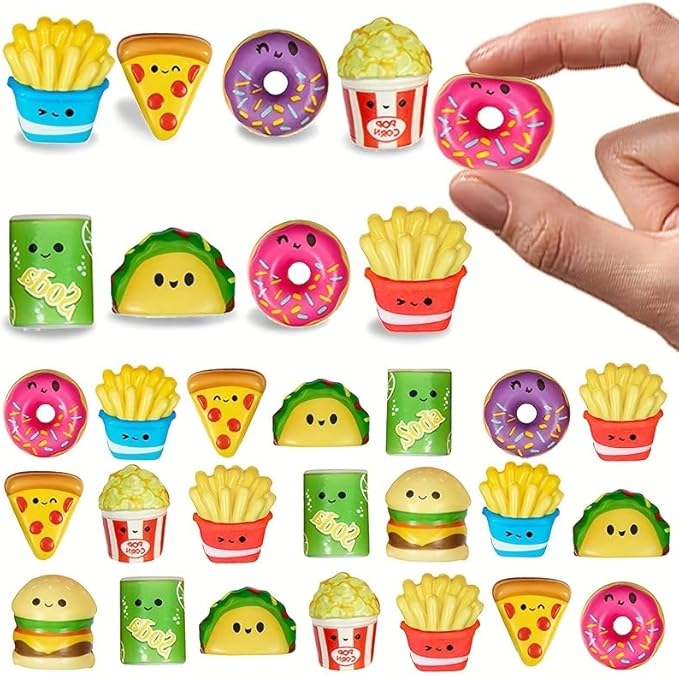 24 Pcs Food Slow Squishy Toys Soft Stress Relief Fidgets Toys for Kids Boys Girls Goodie Bag Christmas Stocking Stuffers Party Favors Treasure Box Classroom Prizes Carnival Gifts